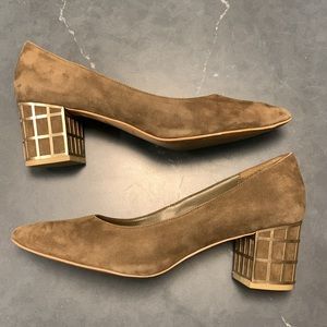 The Suede Heel - Gold and Sage Green - Brian Atwood - 10